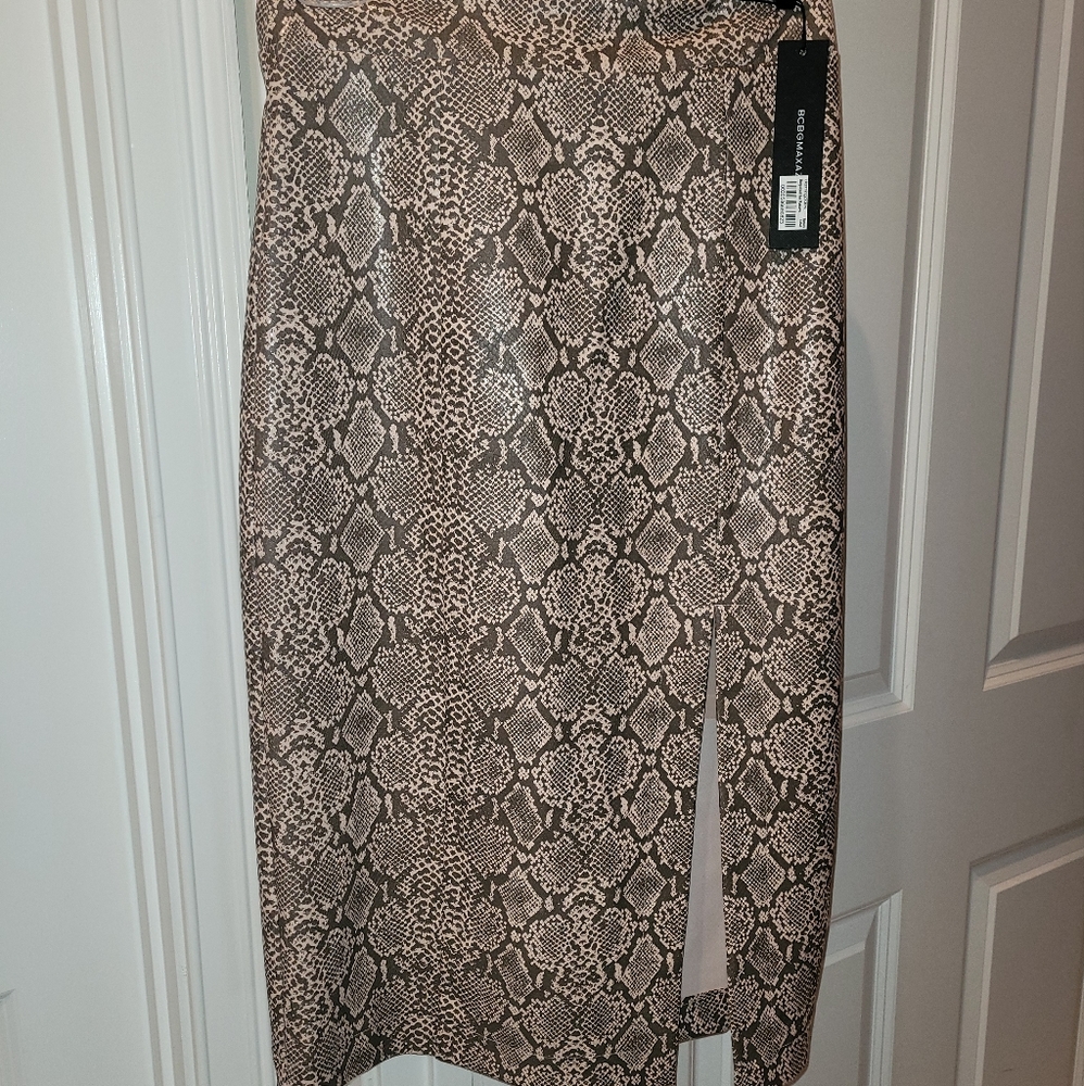 Bcbg midi faux leather skirt